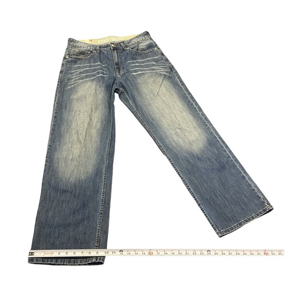ECKO UNLTD Vtg Jeans Mens 34x32 Baggy Fit Wide Leg Medium Wash Skater Hip Hop - Picture 6 of 10